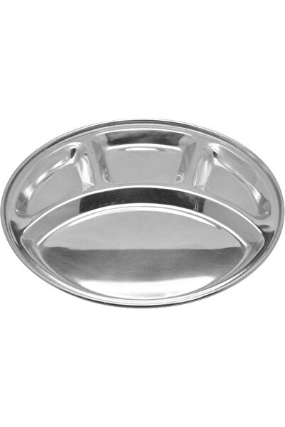 Generic Raj Steel Plate with 4 compartments Silver 32.5cm