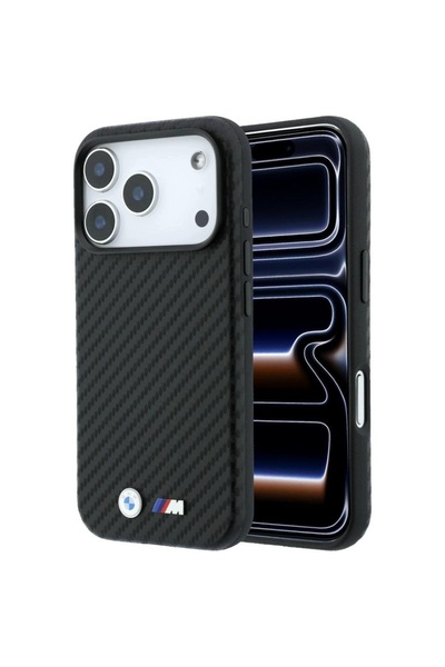 BMW Carcasă M Carbon Metal Logo MagSafe pentru iPhone 18 Pro / 17 Pro negru