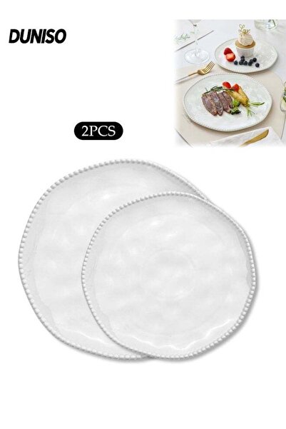 Generic 2 Pcs Ceramic Dinner Plates Set, White Round Porcelain Serving Dishes...