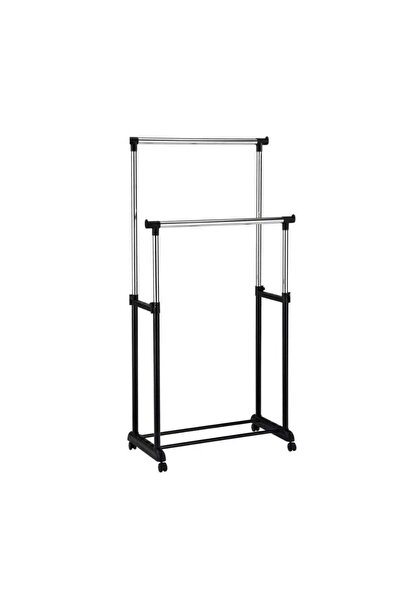 Generic Telescopic Double Pole Garment Rack – Adjustable Clothes Hanger Stand...