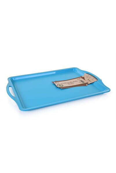 Generic Rectangular Plastic Serving Tray with side handles , Color - Blue |Si...