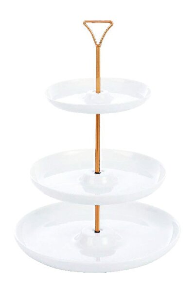 Generic 3 Tier Round Plate with Gold Stand