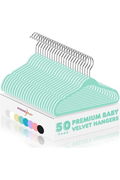 Generic HOUSE DAY 50 Pack Green Velvet Baby Hangers - Non Slip Infant & Toddl...