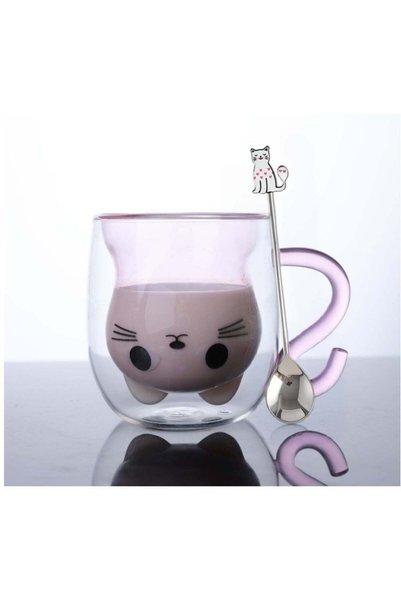 Generic Cute Cat Mugs Glasses Double Wall Insulated Glasses Espresso Cup, Cof...