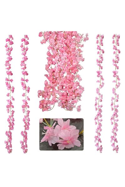 Generic Brand 4 bucăți Ghirlandă de flori artificiale de 1,8m, 135 flori (Roz...
