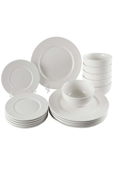 Generic 18 Piece Porcelain Dinnerware Embossed Set, 6x27cm Dinner Plates, 6x1...