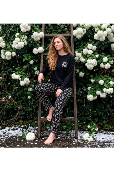 Pijamoni Women's Sofia Fabric Crew Neck Pajama Set