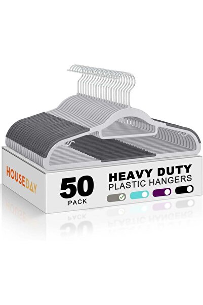 Generic HOUSE DAY Pack of 50 Non-Slip Plastic Hangers, Space-Saving Heavy Dut...