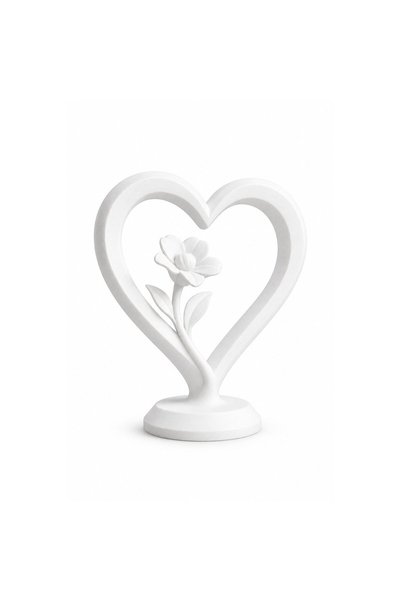 OEM Statuetă decorativă Inimă și Floare, Inimă sculpturală cu floare, Simbol ...