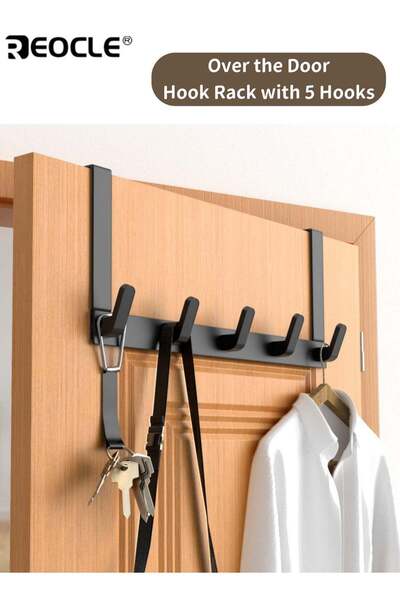 Generic Over the Door Hook Rack with 5 Hooks Versatile Door Hanger for Coats ...