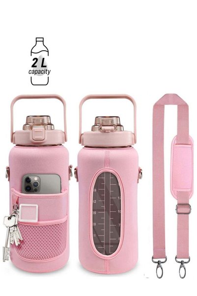 Generic 2L Half Gallon Water Bottle with Sleeve and Strap Water Bottle Motiva...