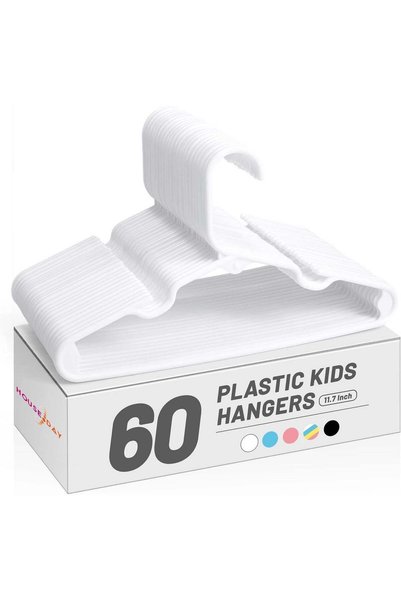 Generic HOUSE DAY 60 Pack White Kids Hangers - Durable Slim Plastic Hangers f...