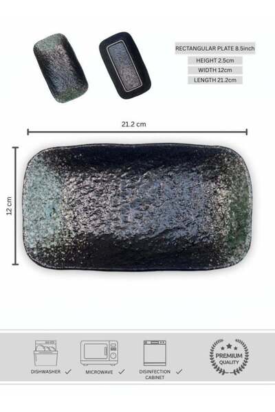 Generic Japanese Style Creative Rectangular Plate, Curved Corner Plate, Black...