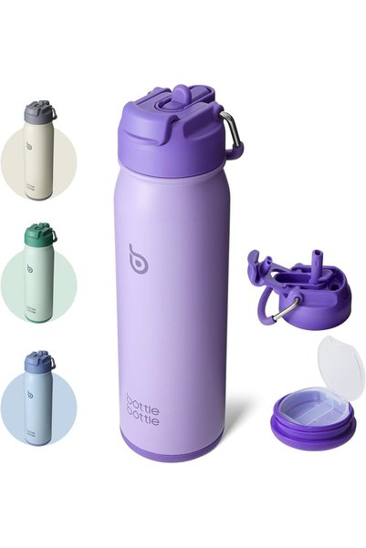 Generic BOTTLE BOTTLE 24 oz Stainless Steel Insulated Sports Water Bottle wit...