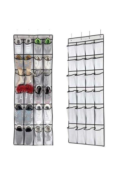 Generic Hanging Shoe Organizer, Over The Door Shoe Organizer with 24 Mesh Lar...