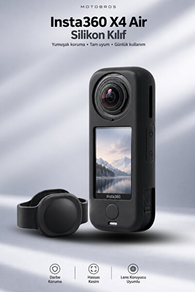 Motobros Insta360 X4 Air Uyumlu Silikon Kılıf Kamera Koruyucu Tam Gövde Korum...