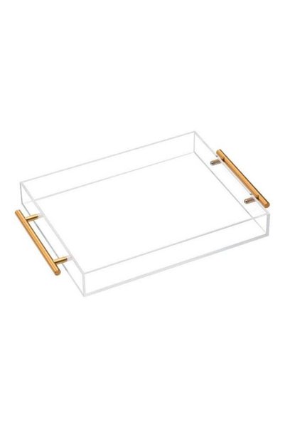 Generic Clear Acrylic Serving Tray with Golden Handles, Sturdy Huge Capacity ...