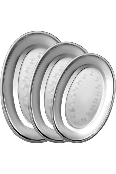 Generic 3 Pcs Stainless Steel Serving Tray Large Oval Platter Set,Oval Servin...