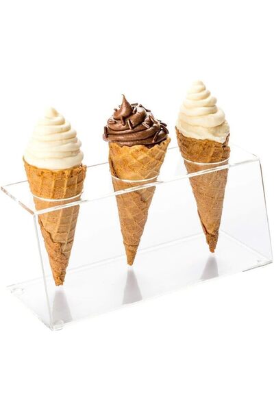 Generic ARS® Clear Tek Acrylic Ice Cream Cone Holder - 3 Slots