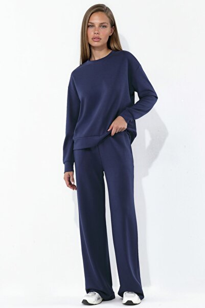 Hiccup Modal Touch Basic Sweatshirt & Geniş Paça Pantolon İkili Takım
