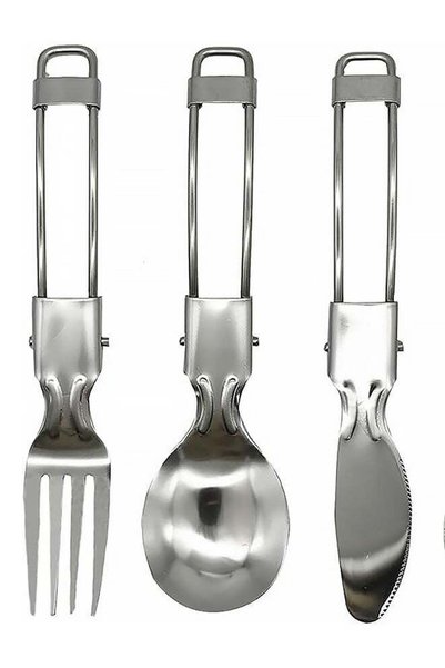 Generic 3Pcs Folding Camping Utensils Set Portable Stainless Steel Flatware i...