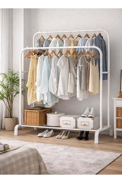 Generic Clothes Organizer And Holder Metal Stand White 110x40x150 cm