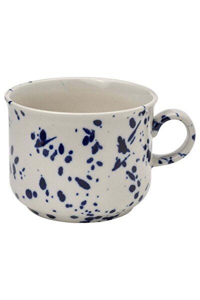 Generic Splash-Patterned Stoneware Mug, White and Blue, 40 cl