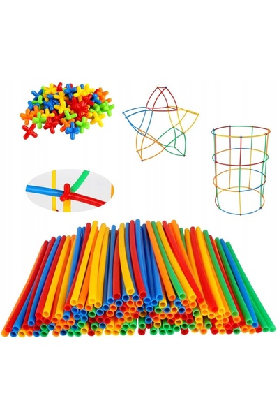 DK SET CREATIV Paie Luminoase Blocuri de Construcție Tuburi Bețe 560 buc.