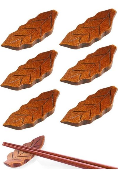 Generic 6PCS Wooden Leaf Shape Chopstick Rests and Holders for Home, Hotel, R...