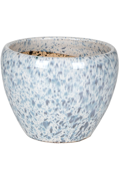 Herdekora Dekoratif Benekli Seramik Saksı Mavi-Beyaz 18x14 Cm.