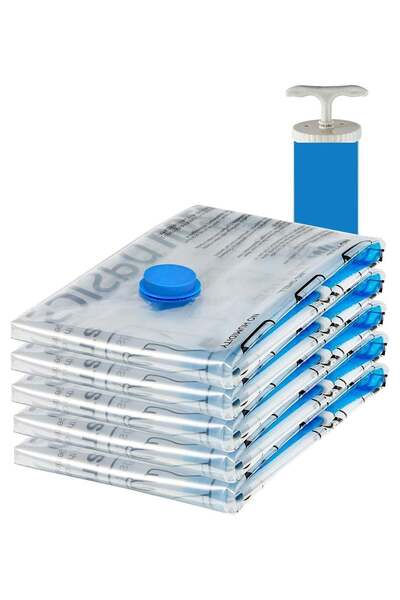 Generic Vacuum Storage Bags with Zipper, Airtight Valve and Hand Pump, 5-Pack...