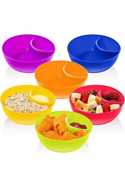 Generic 6 Pack Snack and Dip Bowls, Divided Chips Serving Bowls, Stackable Co...