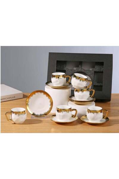 Generic 6 Sets of Vintage Turkish Ceramic Coffee Cups Set Espresso Tea Cup Se...