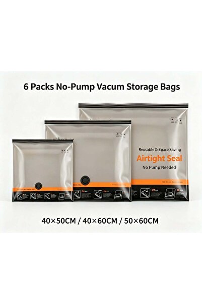 Generic 6 Packs No-Pump Vacuum Storage Bags, 3 Sizes 40×50 / 40×60 / 50×60cm,...
