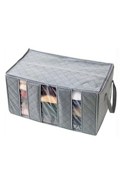Generic 2pcs 65L Bamboo Charcoal Three-Grid Transparent Storage Box Anti-Bact...