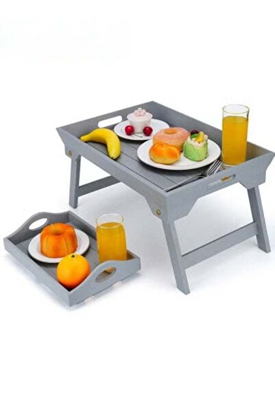 Generic Foldable Bed Tray Table,Grey Portable Serving Platters Tray With Hand...
