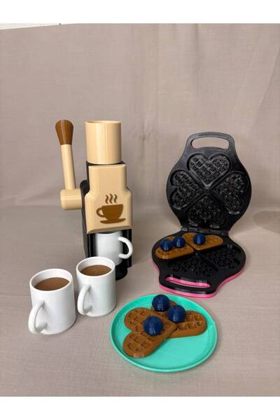 Nilce3D Kahve Makinesi ve Kalp Waffle Makinesi Oyuncak Seti – Sağlığa Zararsı...
