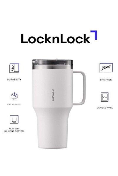 Generic LocknLock Metro Mug King 820ml Ivory White Double Wall Stainless Stee...