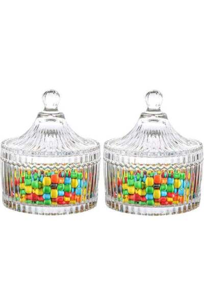 Generic SAQOWARE 2 Pcs - Crystal Candy Serving Bowl with Lid | Snack Storage ...