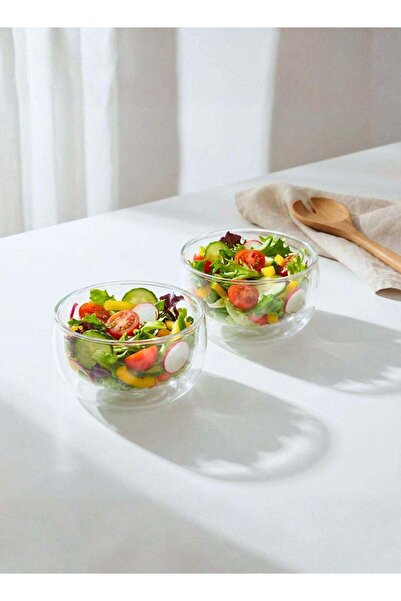 Generic Set of 2 -500 ML Borosilicate Double Wall Salad, Pasta, Matcha, Rice,...