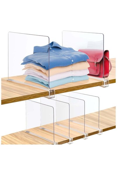 Generic Shelf Dividers for Closet Organization and Storage, 6 Pack Acrylic Cl...