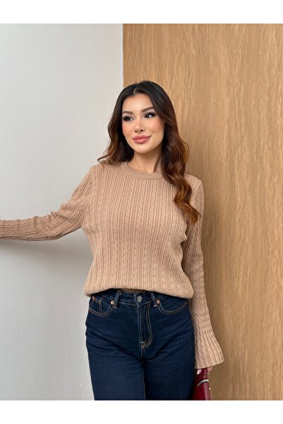 MiraMore Butik سترة تريكو نسائية بأكمام محبوكة