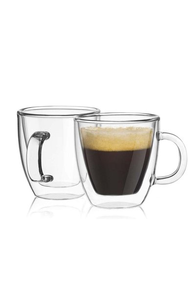 Generic 2pcs 12oz Double Wall Glass Coffee Mugs, Clear Coffee Cups with Handl...