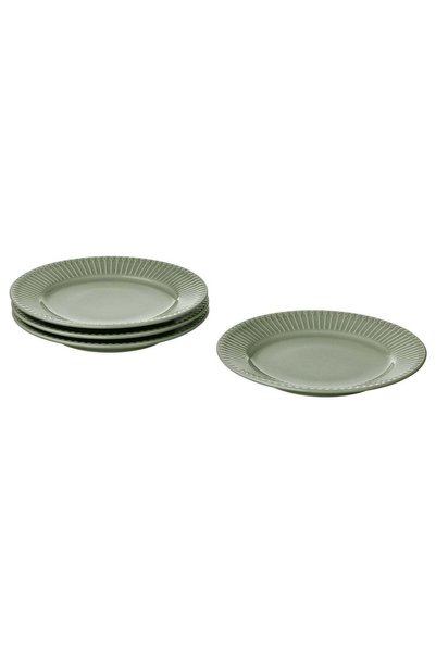 Generic Stoneware Side Plates, Pale Grey-Green, 21 cm, Set of 4
