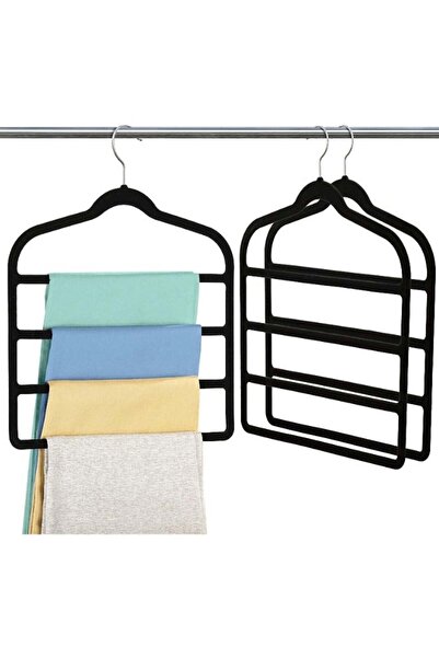 Generic Homesmiths Velvet Pant Hangers – 2-Pack Black Non-Slip Multi-Layer Ha...