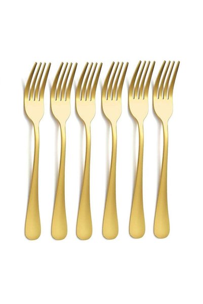 Generic Gold Dinner Fork Set,Stainless Steel Satin Finish Fork Silverware, Go...