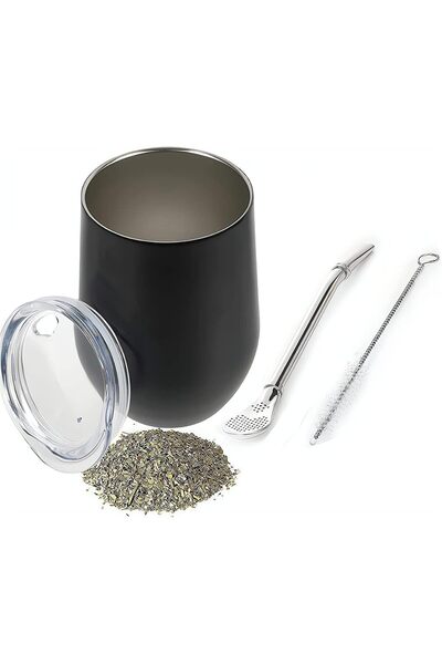 Generic Yerba Mate Tea Cup And Bombilla Straw Set 12oz double-wall Stainless ...