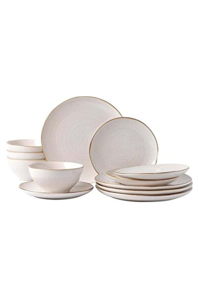 Generic Tempus Series 12 Pieces Dinnerware Set, Antique White