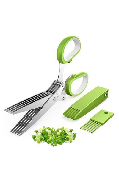 Generic Herb Scissors, Kitchen Herb Shears Cutter with 5 Blades and Cover, Sh...