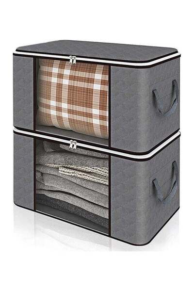 Generic 2-Piece Zipped Large Foldable Storage Bag Organizer With Reinforced H...
